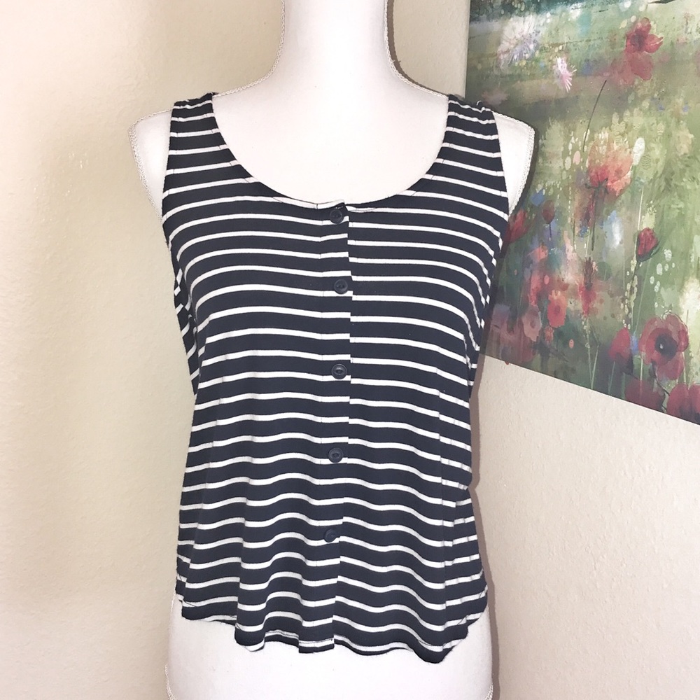 Navy Blue White Stripe Tank